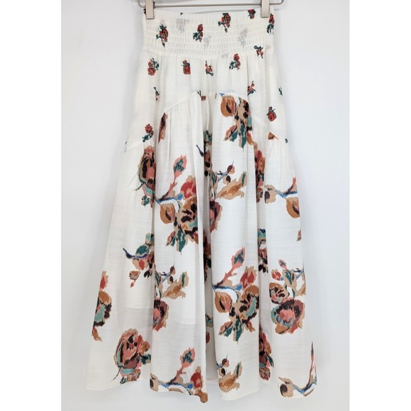 Vince Dresses & Skirts - Vince White‎ Floral Gauze Shirred Midi Skirt XS Romantic Minimalist Cottage Chic